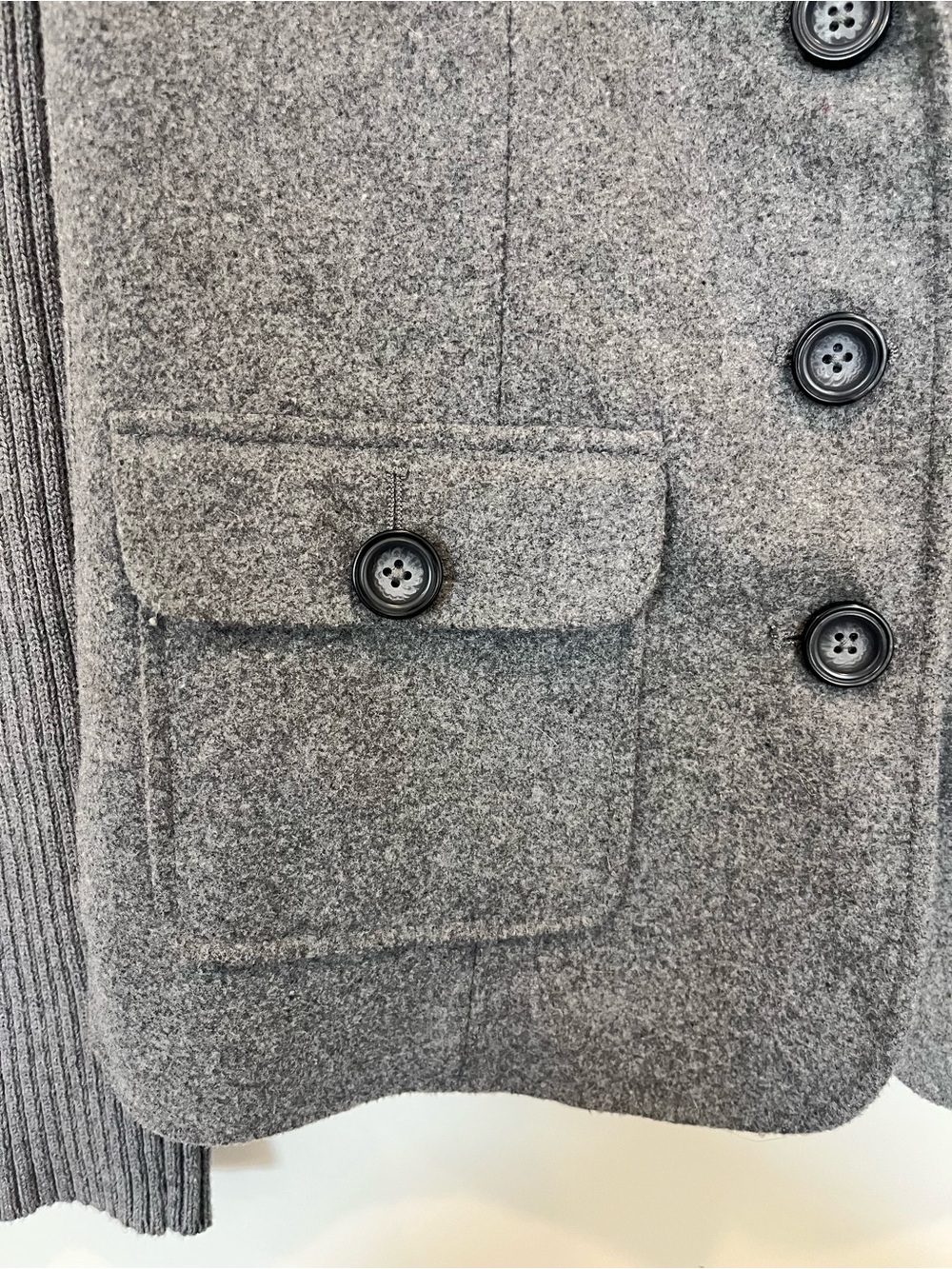 Cabi Sweater Blazer Jacket Knit Ribbed Wool Blend Gray Academia Office Minimalis - Picture 7 of 10